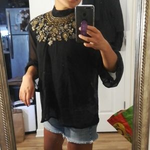 Sheer beaded blouse